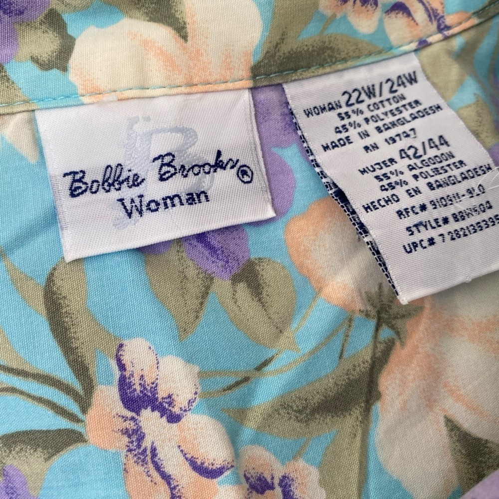 Bobbie Brooks Woman Size 22 / 24W Top‎ Shirt Button Front Floral Hawaiian - Picture 7 of 8